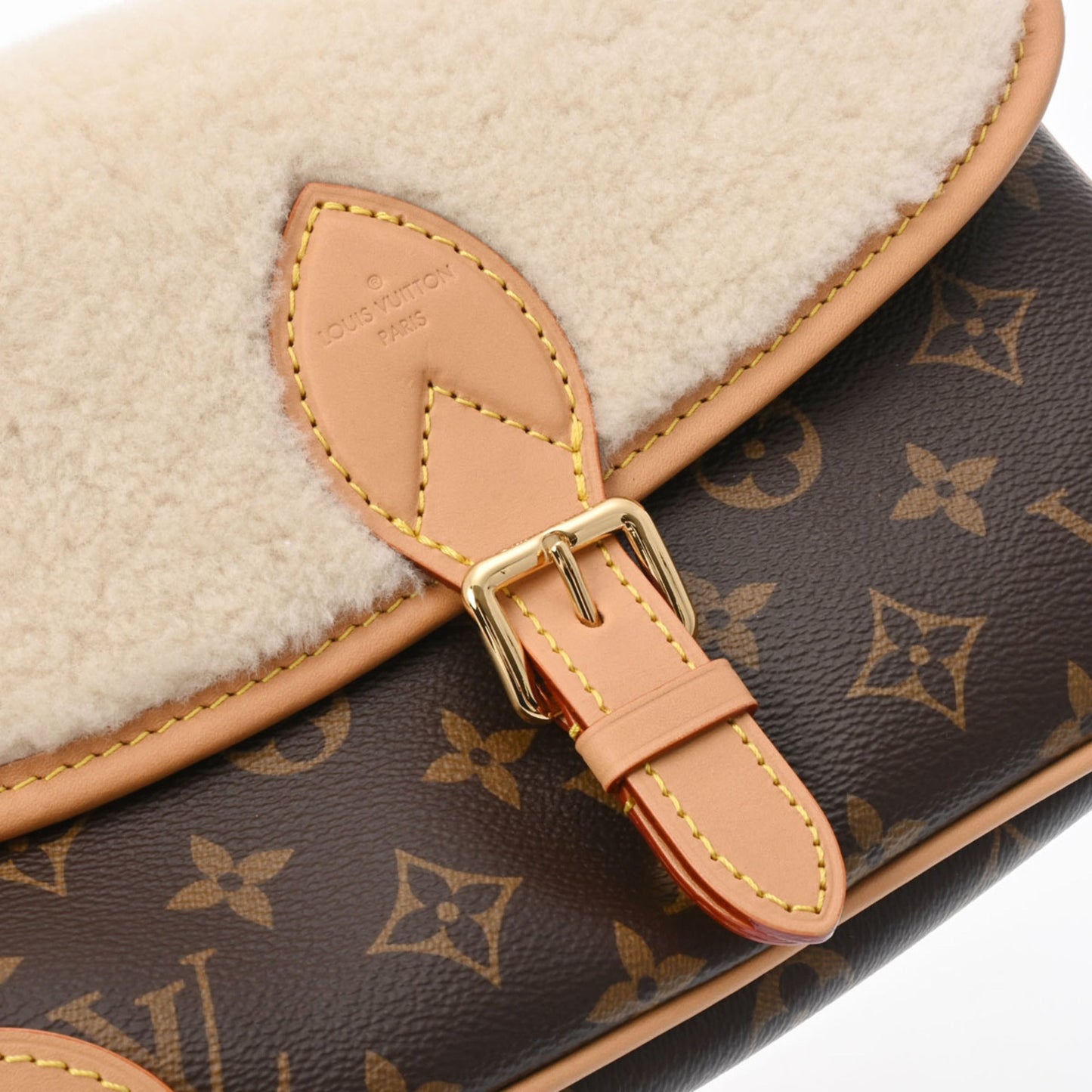 LOUIS VUITTON Monogram Diane NM PM Brown M46317 Women's Canvas Wool Shoulder Bag