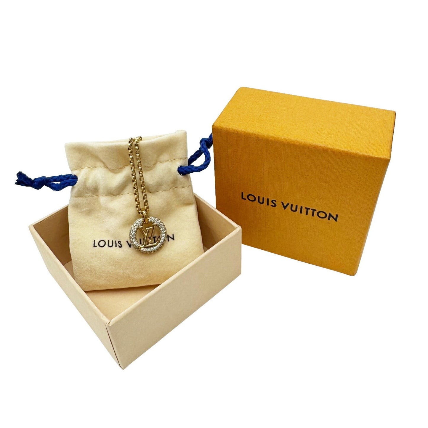 LOUIS VUITTON Necklace Louise by Night S00 Pendant M00759 SP2232 Gold Women Men Rhinestone