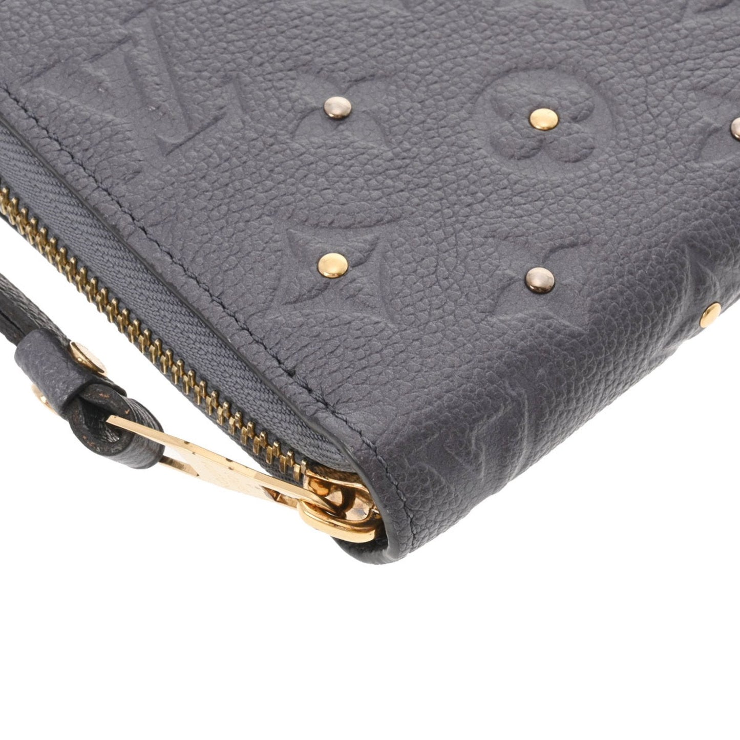 LOUIS VUITTON Monogram Empreinte Zippy Grissilver M62209 Unisex Leather Studded Long Wallet