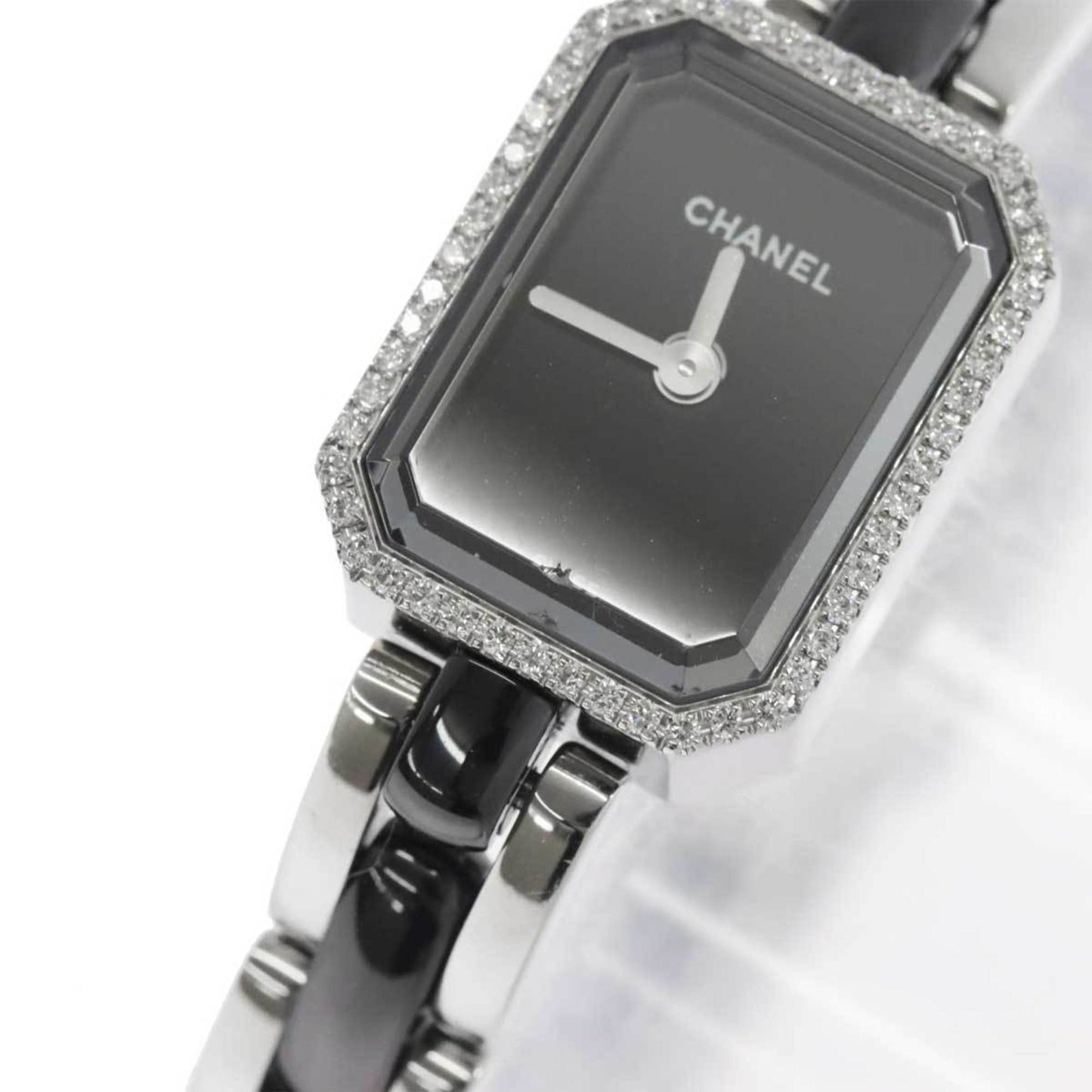 CHANEL Premiere H2163 Diamond Bezel Ladies Watch Black Ceramic Quartz