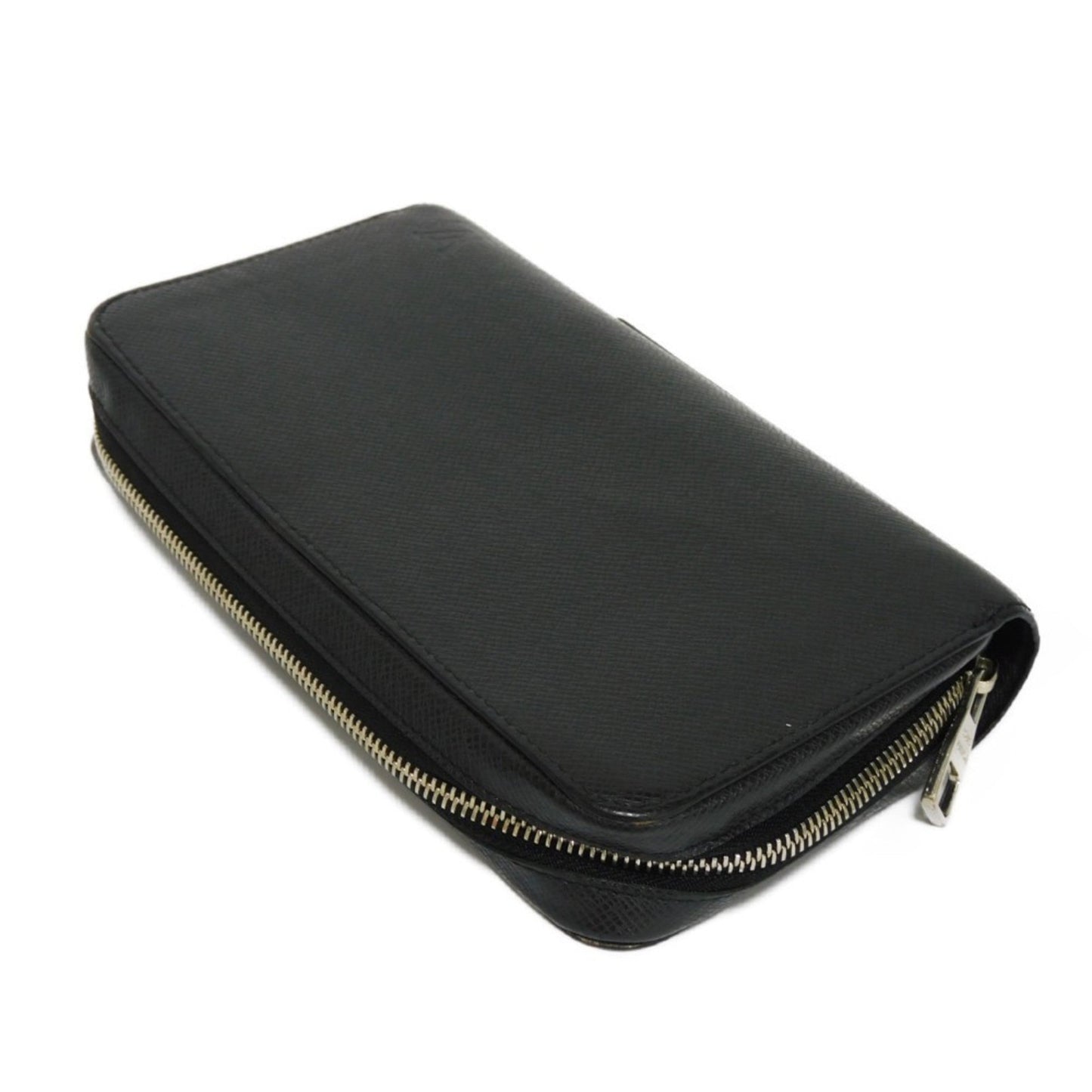 LOUIS VUITTON Long Wallet Zippy XL LV Logo Black Handle Round Zipper Clutch Bag Travel Case Taiga M44275 Men's Billfold