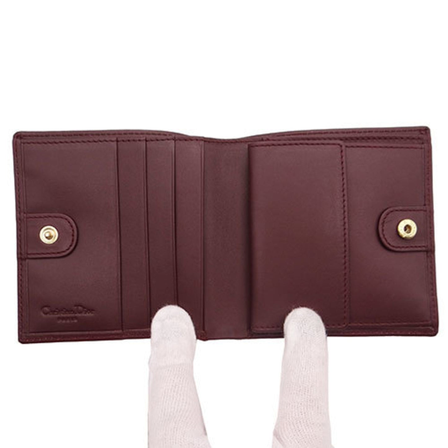 CHRISTIAN DIOR Wallet Women's Bifold Jacquard Trotter Bordeaux