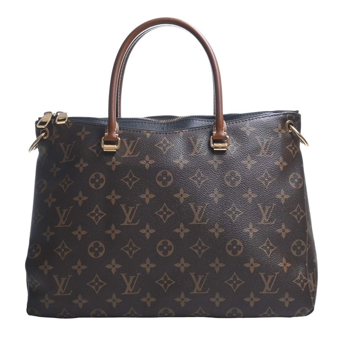 LOUIS VUITTON Monogram Pallas Handbag M41064 Brown/Black Ladies