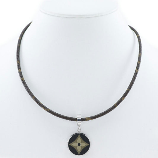 LOUIS VUITTON Pandanty Fleur Choker M65436 925 Silver x Monogram Canvas Made in France Silver/Brown Unisex