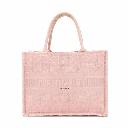 CHRISTIAN DIOR Cannage Book Tote Medium Bag Canvas Pink M1296ZREY