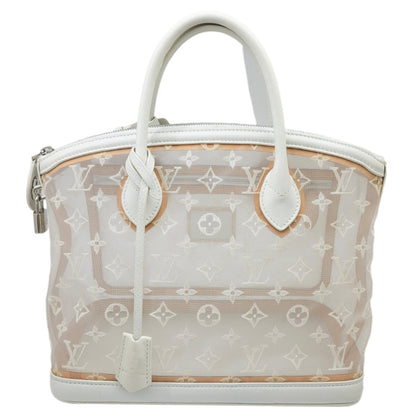 LOUIS VUITTON Monogram Truss Pairs Lockit East West M40699 White Leather Mesh FO1122