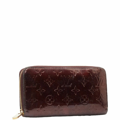 LOUIS VUITTON Monogram Vernis Zippy Long Wallet M93522 Amarant Purple Patent Leather Women's