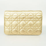CHRISTIAN DIOR  Cannage/Lady Dior Women's Leather Clutch Bag Gold