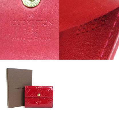 LOUIS VUITTON Coin Case Card Monogram Vernis Ludlow Patent Leather Red Gold Ladies