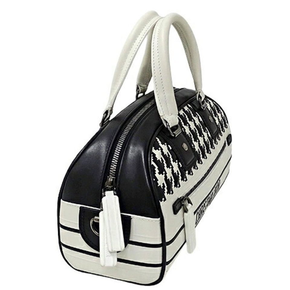 CHRISTIAN DIOR Bag Ladies Handbag Shoulder 2way Vibe Small Leather Black White Houndstooth Bicolor