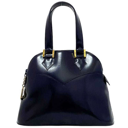 YVES SAINT LAURENT handbag navy gold leather GP  YSL charm