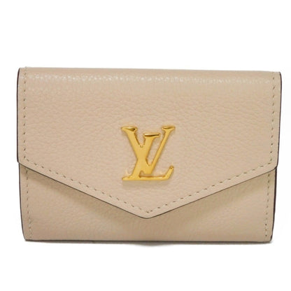 LOUIS VUITTON Trifold Wallet Portefeuille Lock Mini Snap Button Compact LV Logo Greige M69340 Men's Women's Billfold