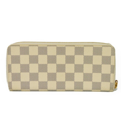 LOUIS VUITTON Long Wallet Portefeuille Clemence Logo Ivory Round Zipper Damier Azur Rose Ballerine N61264 Ladies Bill Purse