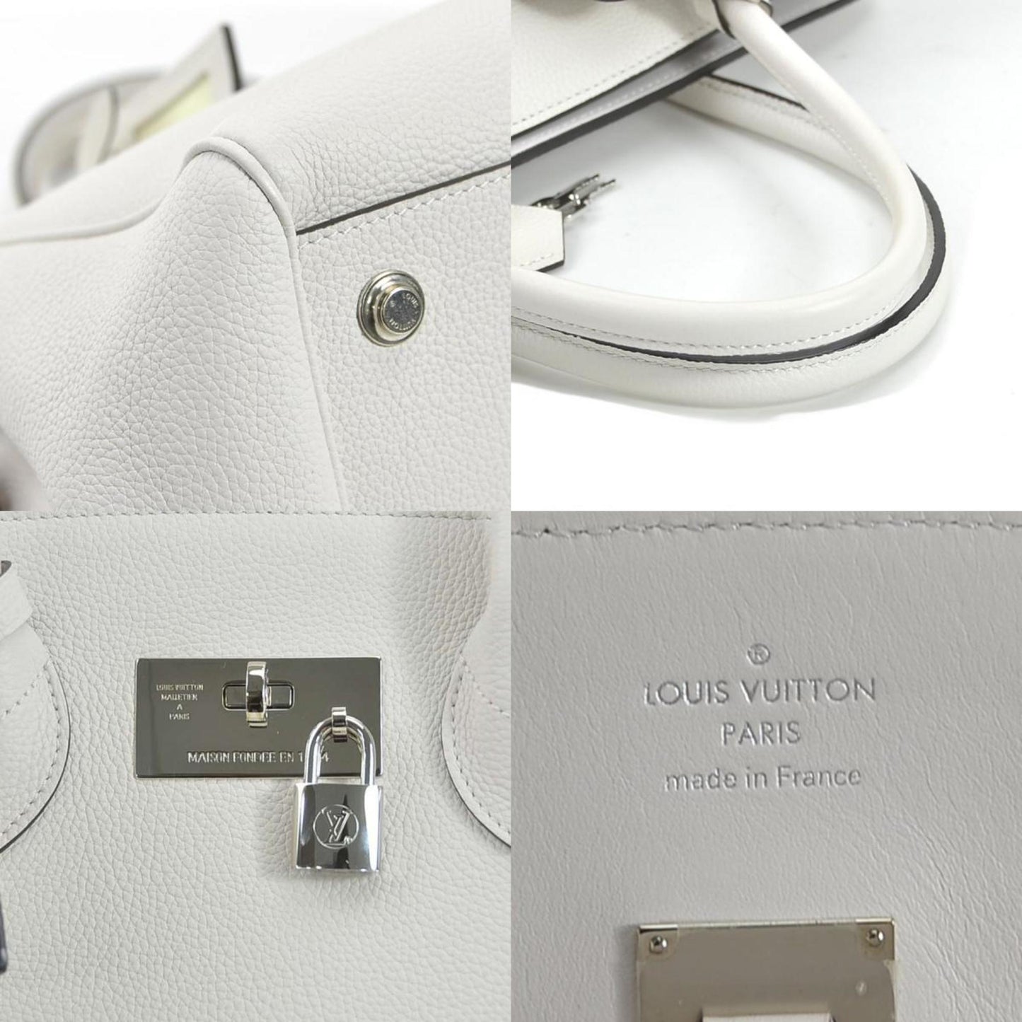 LOUIS VUITTON Handbag Shoulder Bag Mira MM Leather White Silver Unisex M55024