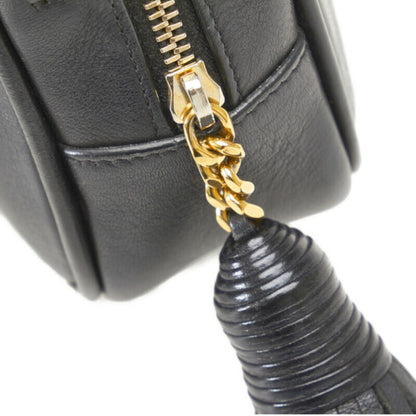 SAINT LAURENT YSL Hardware Blogger Star Tassel Shoulder Bag Black Gold Leather Women's