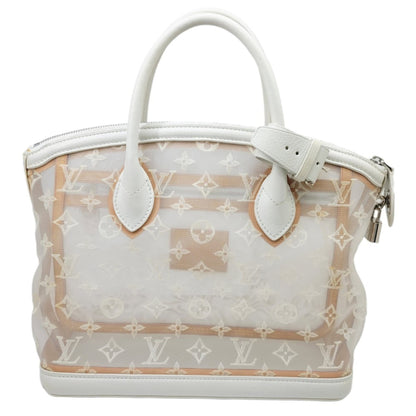 LOUIS VUITTON Monogram Truss Pairs Lockit East West M40699 White Leather Mesh FO1122