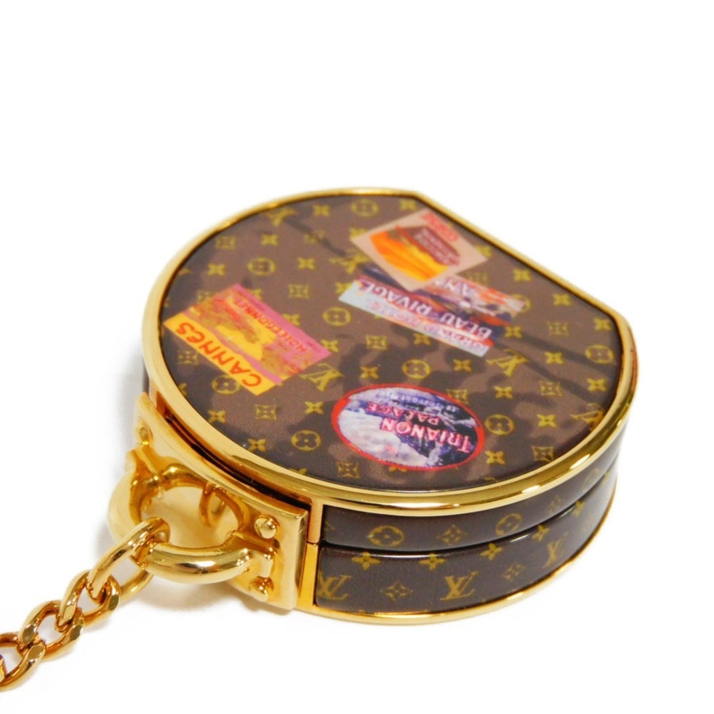 LOUIS VUITTON Keychain Porte Clevoite Chapeau Trunk Mirror Key Ring Bag Charm Monogram Maron M62230 Men's Women's