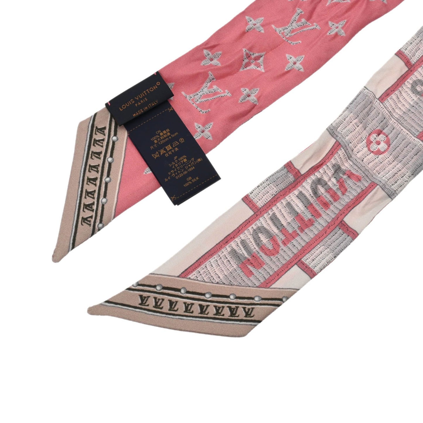 LOUIS VUITTON Bandeau BB LV Details Pink M78149 Women's 100% Silk Scarf Muffler