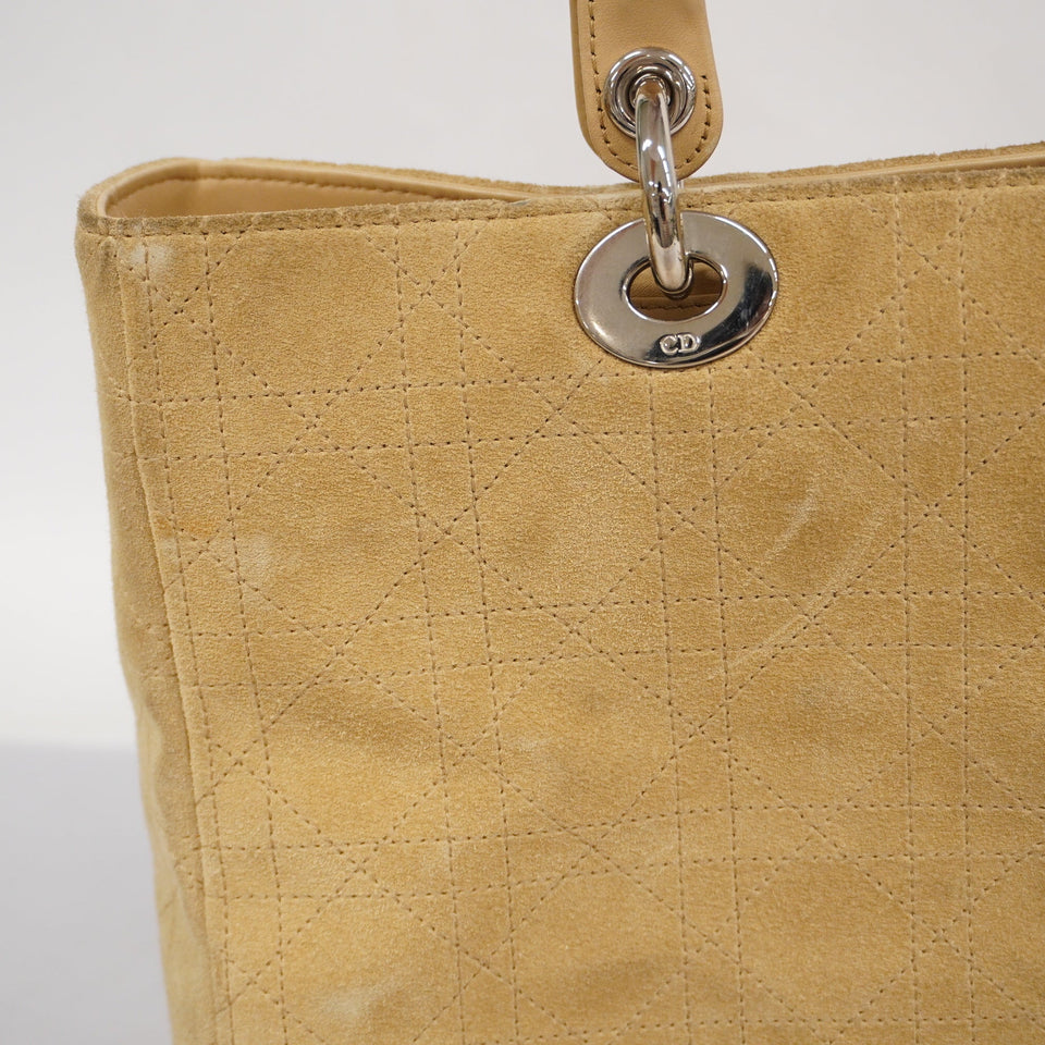 CHRISTIAN DIOR  Cannage/Lady Dior Tote Bag Women's Suede Tote Bag Beige