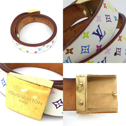 LOUIS VUITTON Belt Monogram Multicolor Suntulle Carre Multicolor/Metal Bronze/Gold Women's M9270W