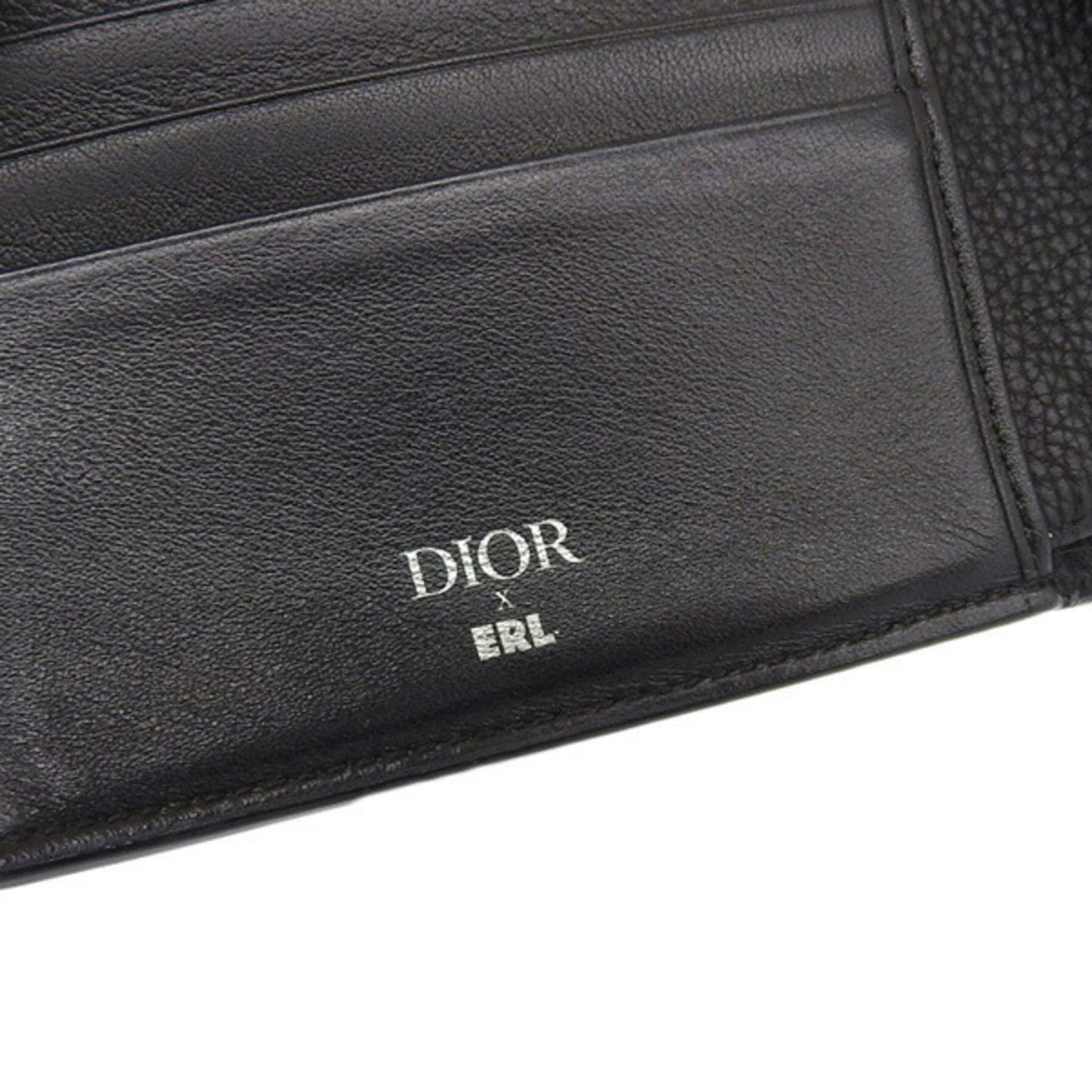 CHRISTIAN DIOR DIOR ERL Leather Bifold Wallet Black Men's