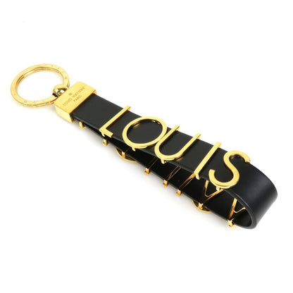 LOUIS VUITTON Key Ring Porte Cle Dragone Lettering Leather/Metal Black x Gold Unisex M68462