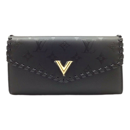 LOUIS VUITTON Portefeuille Very M62059 MI4138 Long Wallet Leather Goods Flap G Hardware V Monogram Black Women Men Unisex