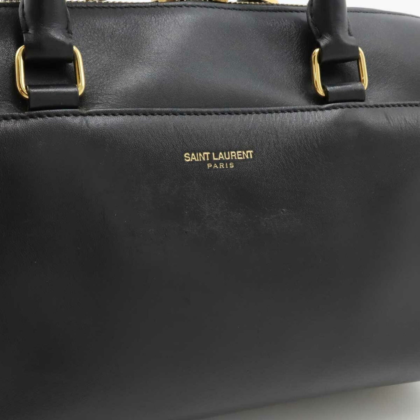 YVES SAINT LAURENT SAINT LAURENT PARIS Saint Laurent Paris YSL Yves Baby Duffle Handbag Shoulder Leather Black 330958