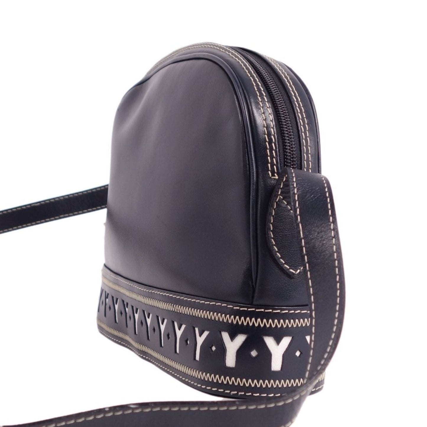 YVES SAINT LAURENT Bag Shoulder YSL Charm Calf Leather Women's Navy