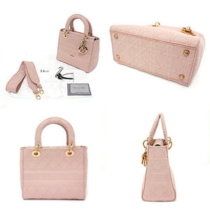 Christian Dior Dior DIOR Lady Dee Light LADY D-LITE Medium Bag M0565JREYM957 2WAY Shoulder Handbag Embroidered Pink