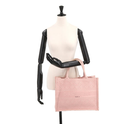 CHRISTIAN DIOR Cannage Book Tote Medium Bag Canvas Pink M1296ZREY