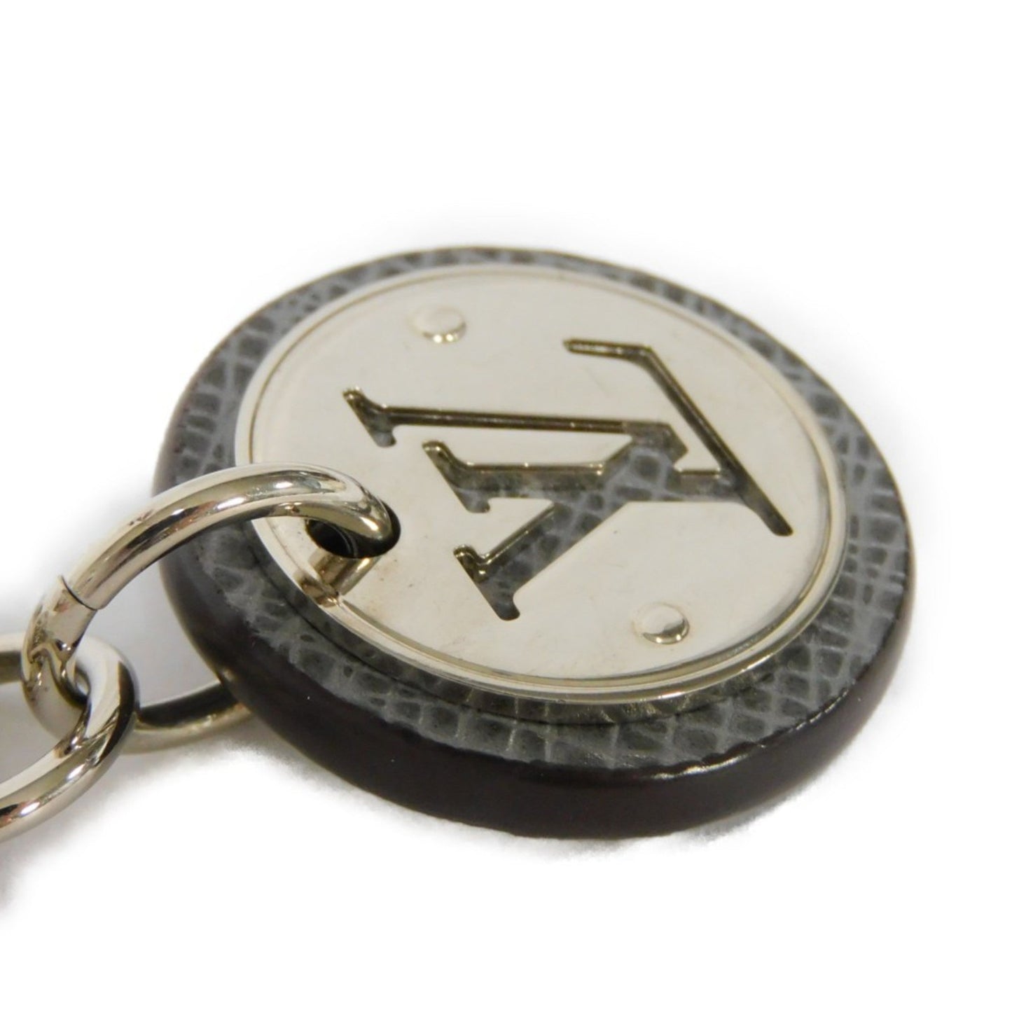 LOUIS VUITTON Keychain Portocle Neo LV Club Gray Circle Keyring Taiga Glacier M00034 Men's