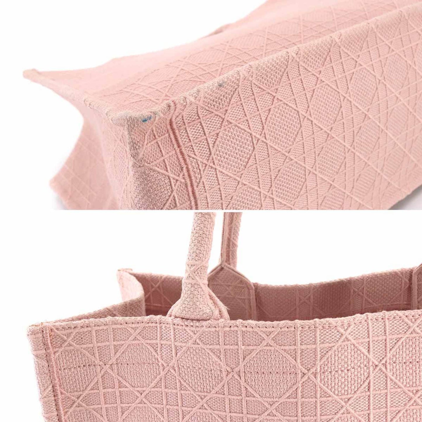 CHRISTIAN DIOR Cannage Book Tote Medium Bag Canvas Pink M1296ZREY