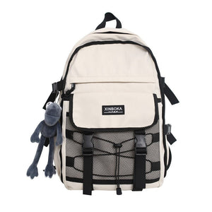 Gothslove Cool Black School Backpacks for Colleges Nylon School Bag Black Student Bookbags Large Capacity Highschool Backpack