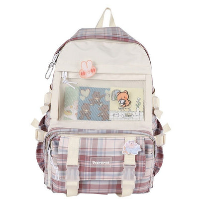 Plaid Backpack Women Waterproof Candy Colors School Backpacks Fancy High School Bags For Teenage Girl Cute Travel Rucksack