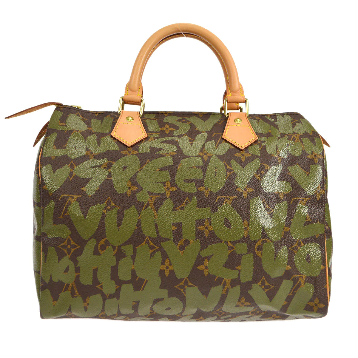 LOUIS VUITTON★ SPEEDY 30 HANDBAG KHAKI MONOGRAM GRAFFITI M92194 16675