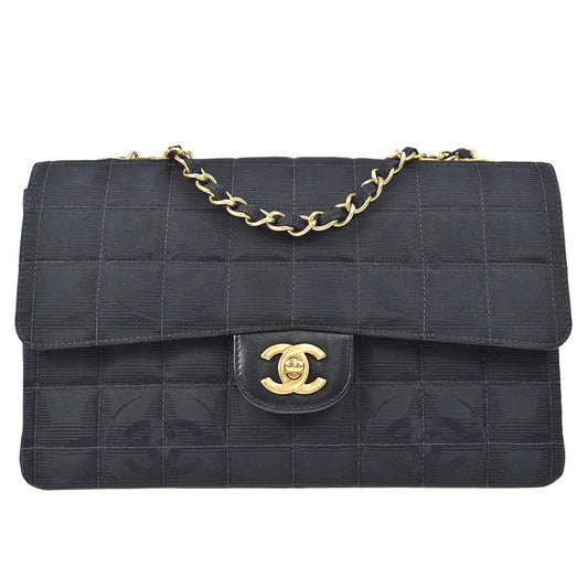 CHANEL Choco Bar Travel Line Chain Shoulder Bag Black