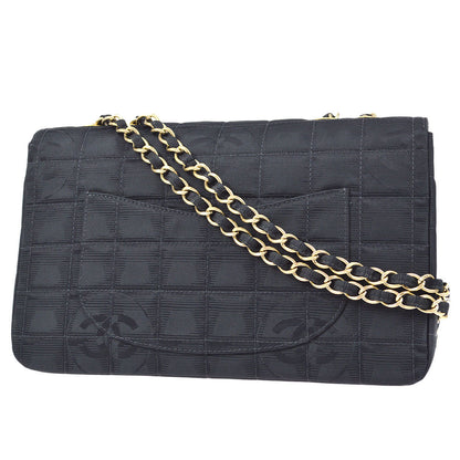 CHANEL Choco Bar Travel Line Chain Shoulder Bag Black