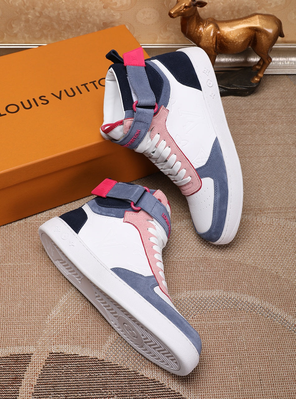 The Bags Vibe - Louis Vuitton Rivoli High Pink Blue White Sneaker