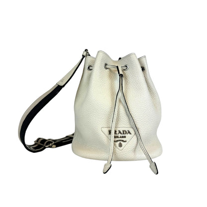 Prada VItello Daino Bianco Bucket Bag