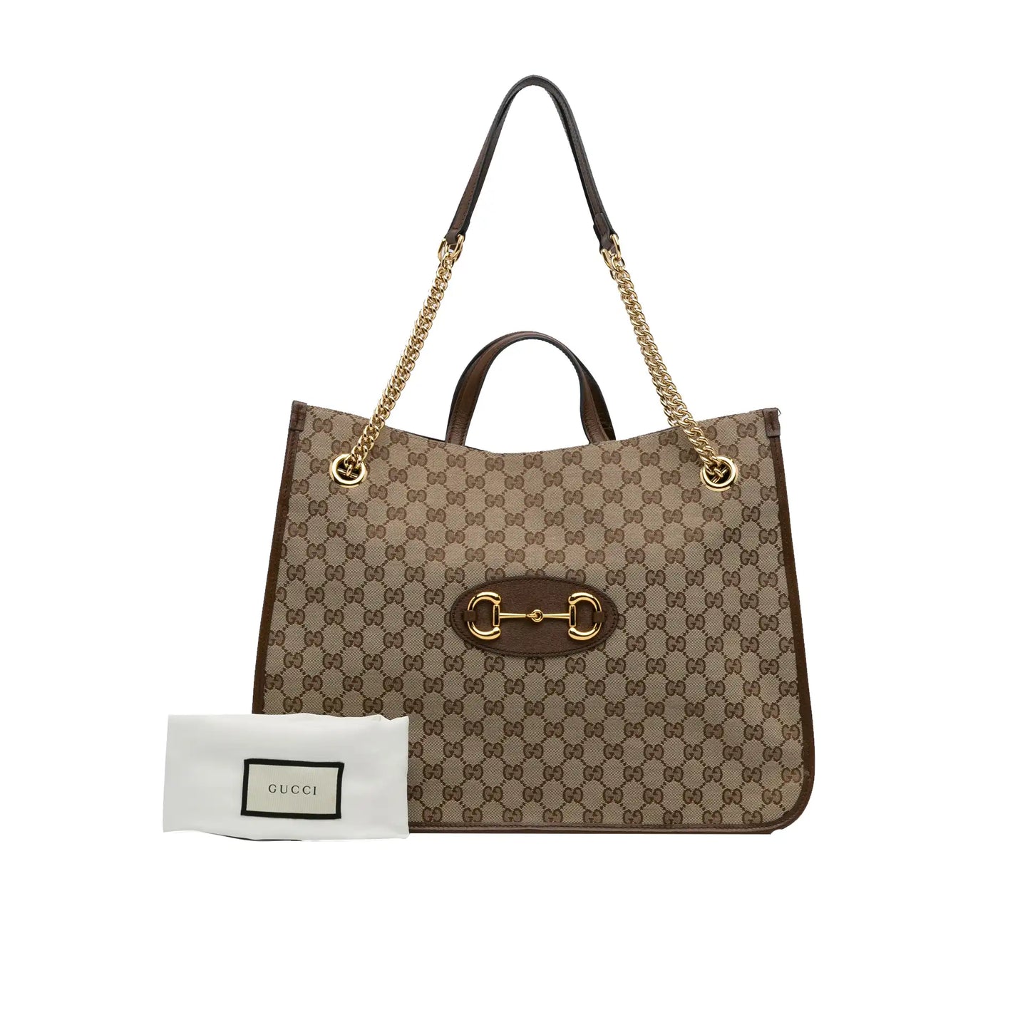 Gucci Horsebit 1955 Tote Bag Large Brown GG Canvas