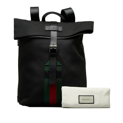 Gucci Web Fold Over Techno Backpack Black