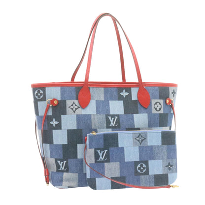 LOUIS VUITTON Monogram Denim Neverfull MM Tote Bag Blue N41605 LV  22325A