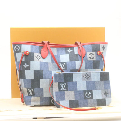 LOUIS VUITTON Monogram Denim Neverfull MM Tote Bag Blue N41605 LV  22325A