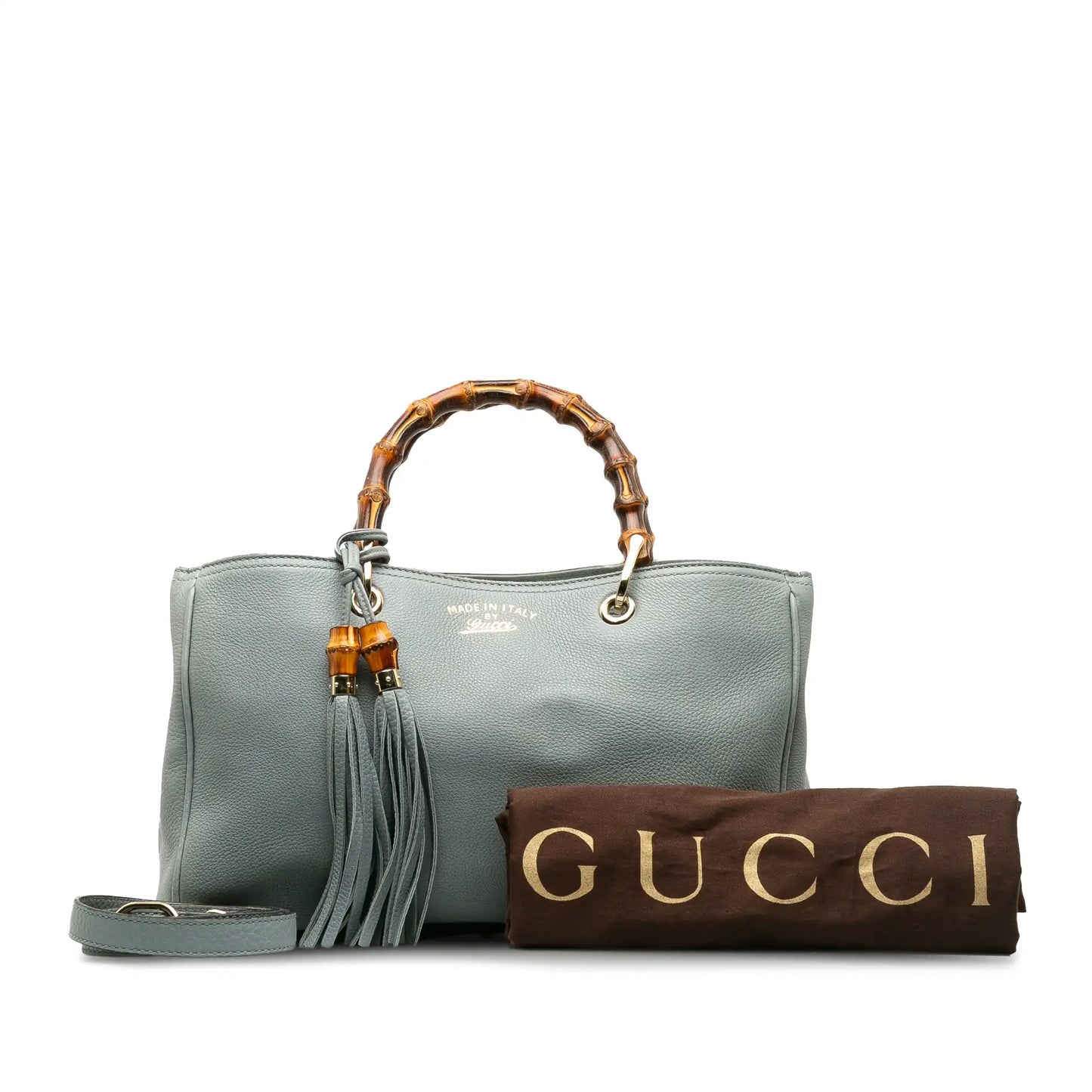 Gucci Bamboo Shopper Medium Blue Leather