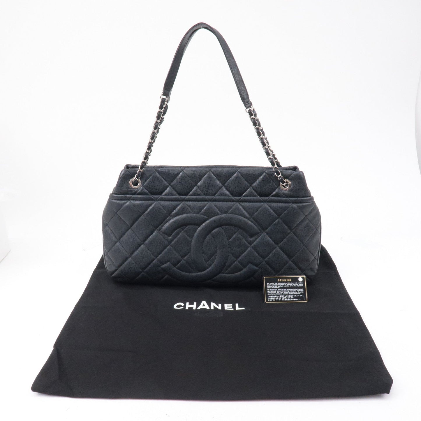 CHANEL Matelasse Caviar Skin Chain Tote Bag Shoulder Bag Black