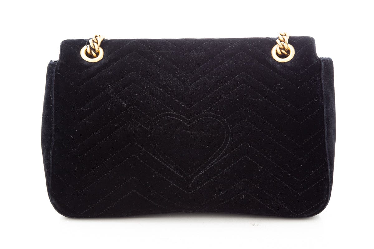 Gucci Black Velvet Marmont Handbag