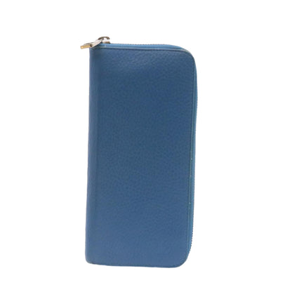 LOUIS VUITTON Zippy Wallet Vertical Taurillon Leather Blue M30503 LV Auth 24759