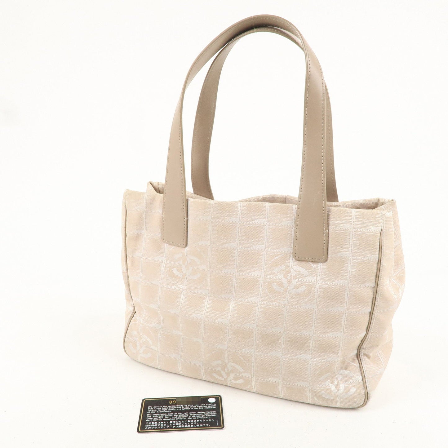 CHANEL New Travel Line PM Nylon Jacquard Tote Bag Beige A20457