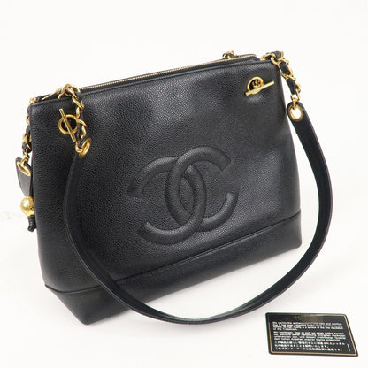 CHANEL Caviar Skin Coco Mark Chain Tote Bag Shoulder Bag